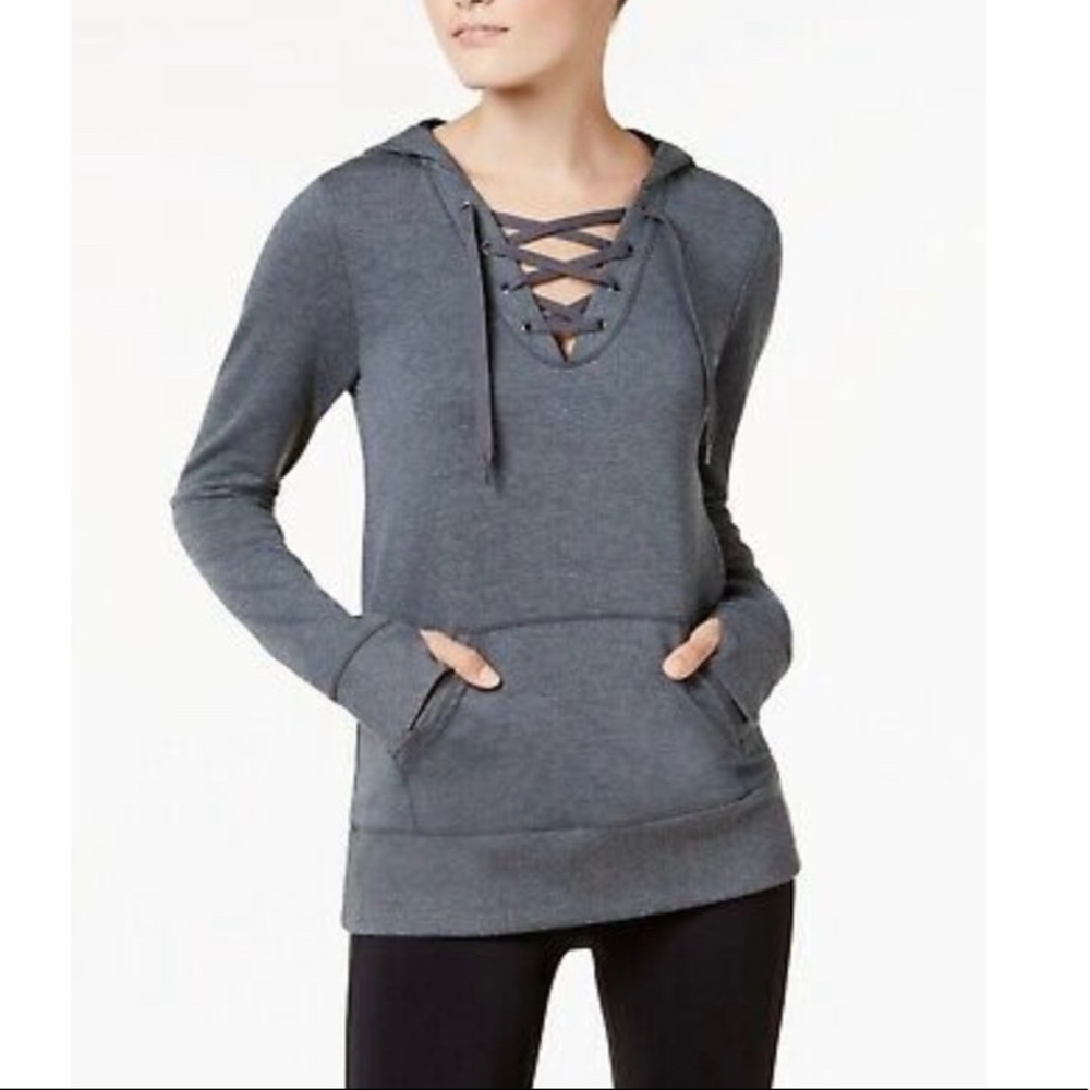 Lace-Up Charcoal Heather Hoodie